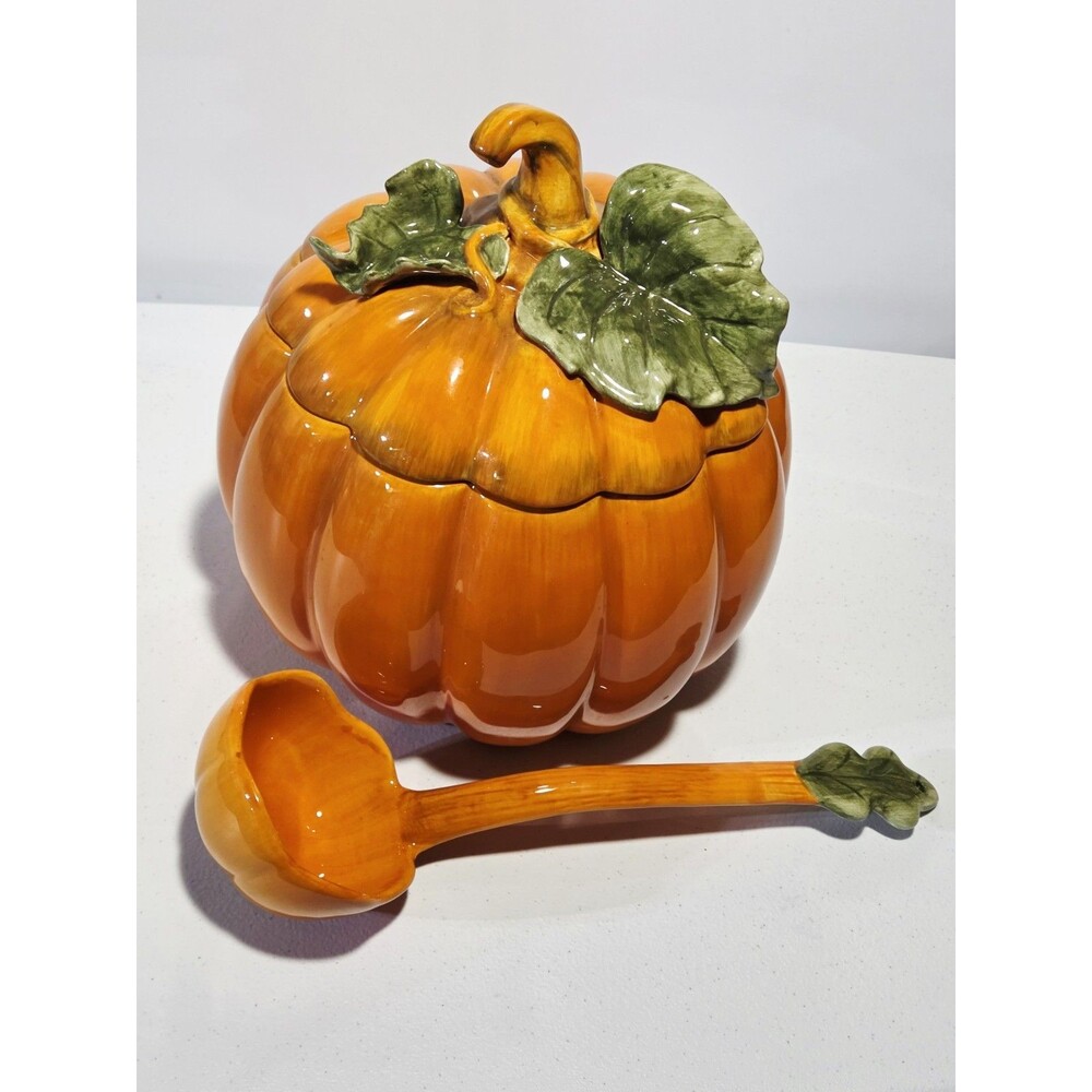 Pumpkin Soup Tureen Lid Ladle NWT
